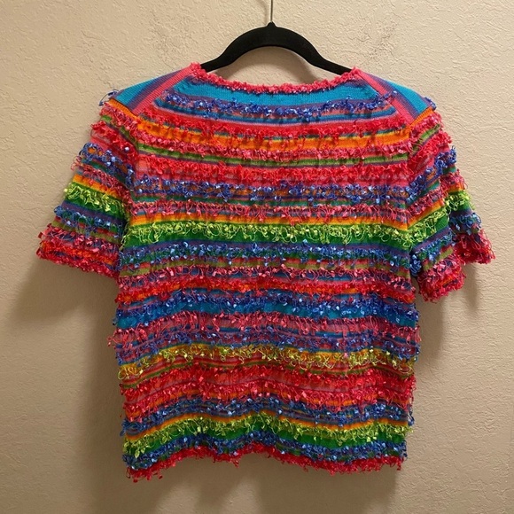 Michael Simon Multicolor Pinata Party Short Sleeve Cardigan Size M - Picture 7 of 8